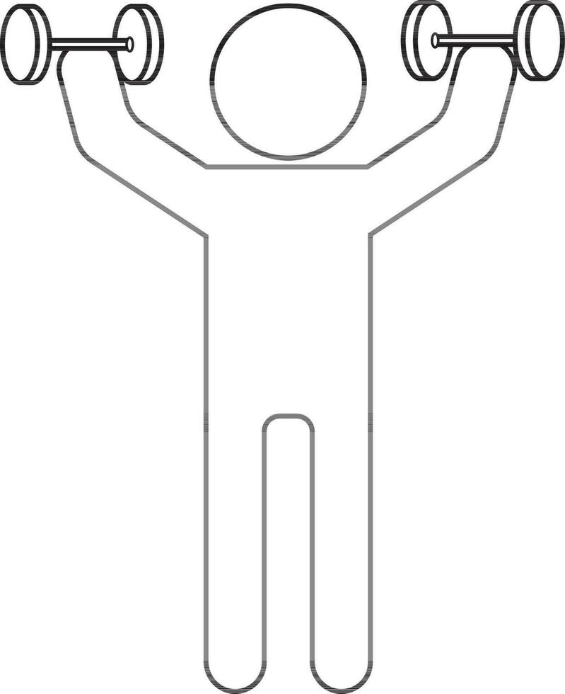 Character of faceless man holding dumbbells. vector