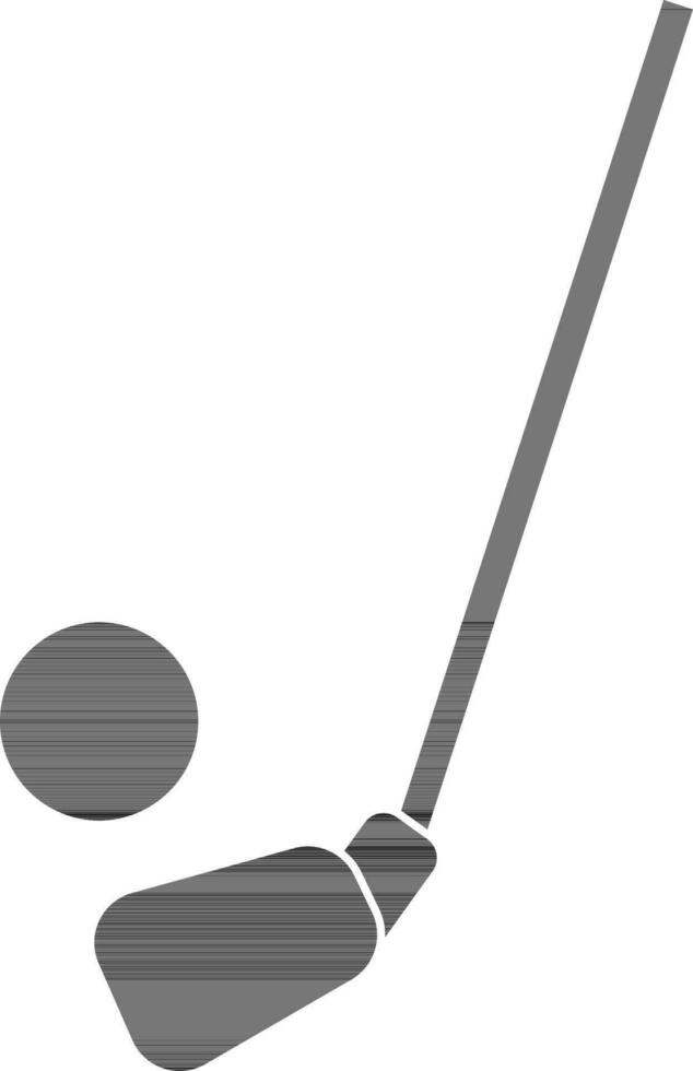 Golf equipment icon with club and ball in black. vector