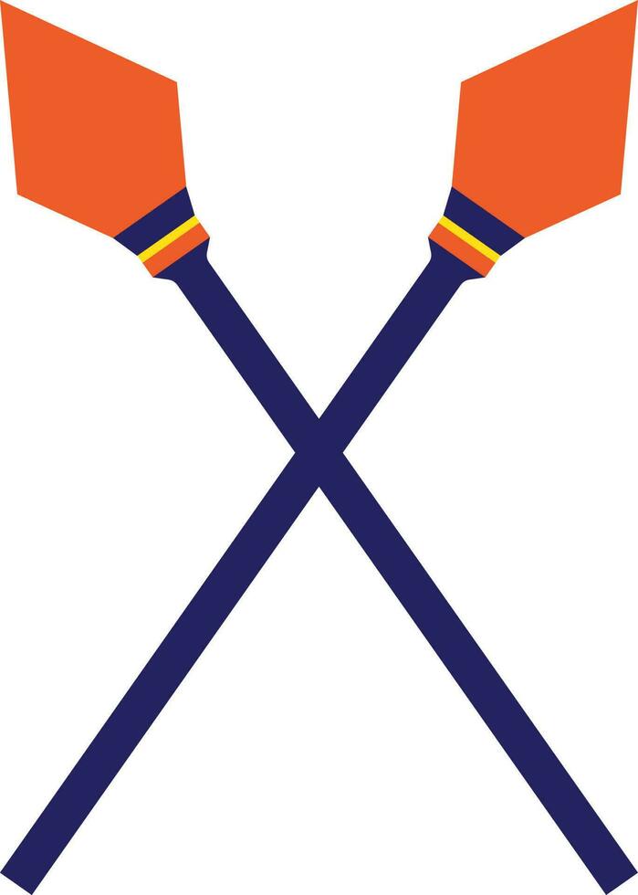Orange and blue two spear crossed in flat style. vector