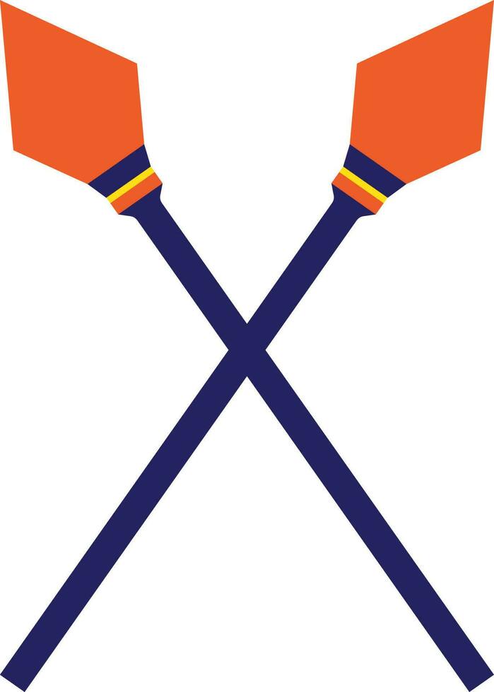 Orange and blue two spear crossed in flat style. vector