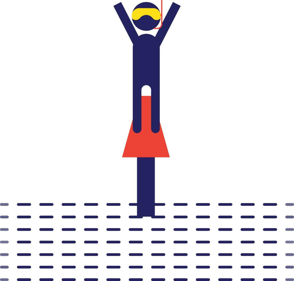 Man standing on springboard and jumped in swimming pool. vector