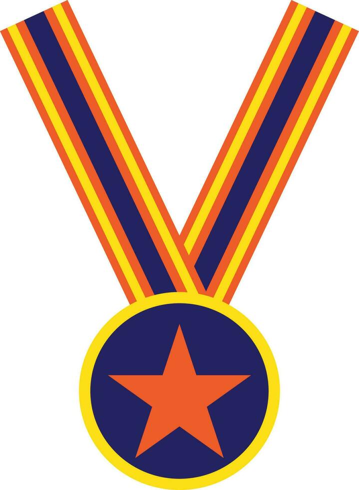 Ribbon with star medal icon. vector