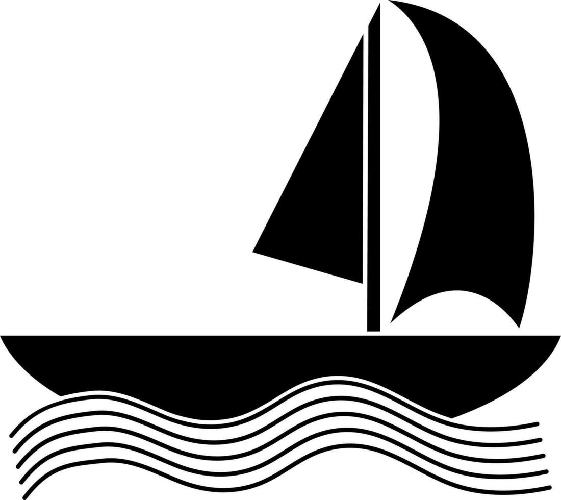 Boat icon in balck for gaming concept. vector