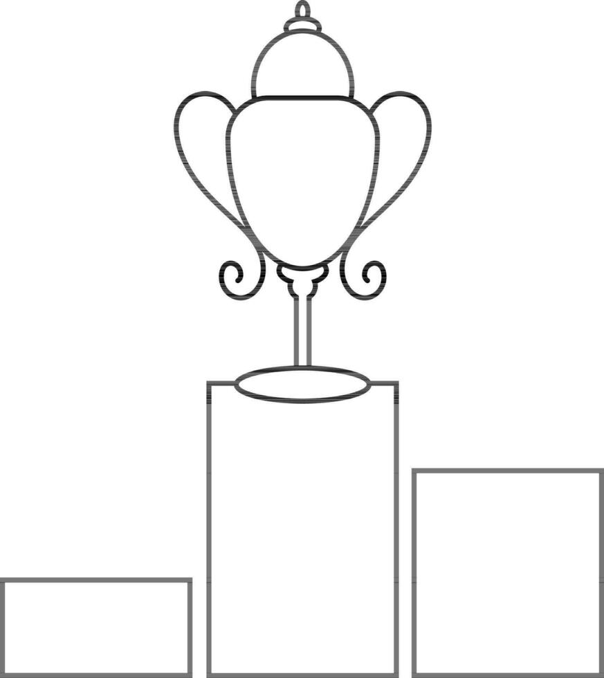 Stroke style of trophie icon for winner in isolated. vector