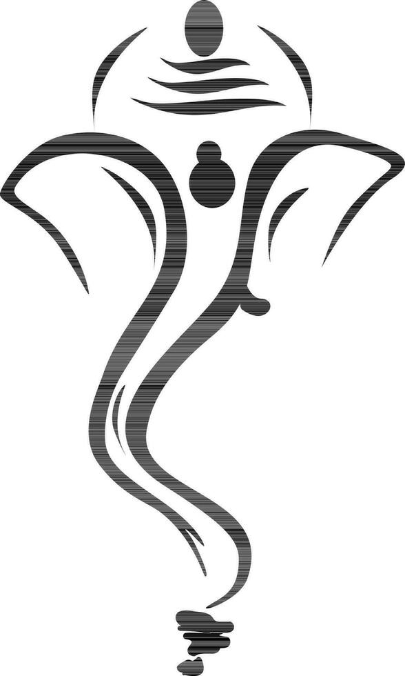 Calligraphic lord of wisdom ganesha in black color. vector