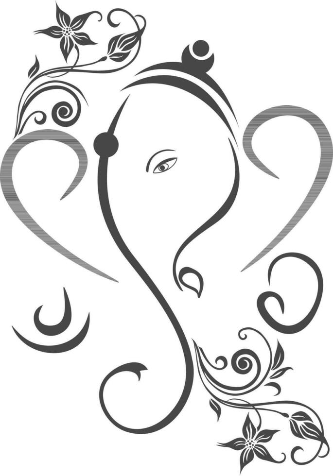 floral modelo caligráfico estilo señor ganesha rostro. vector