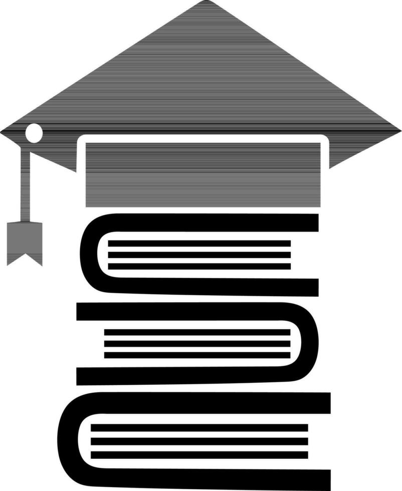 Flat illustration of mortarboard on the books. vector