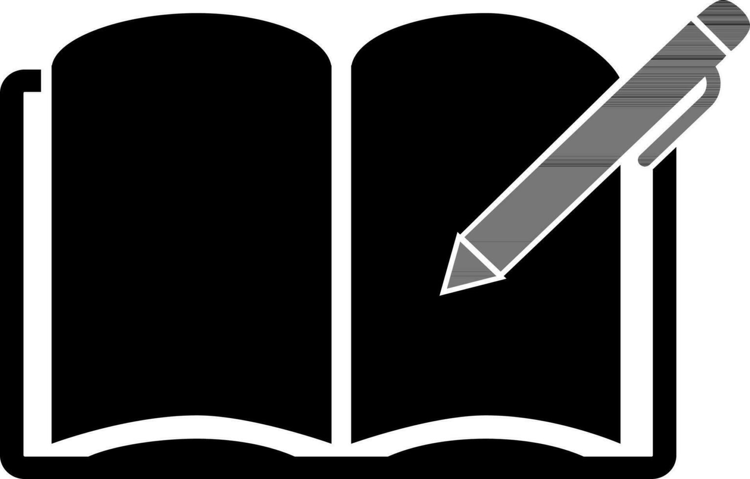 Book with pen in black colour. vector
