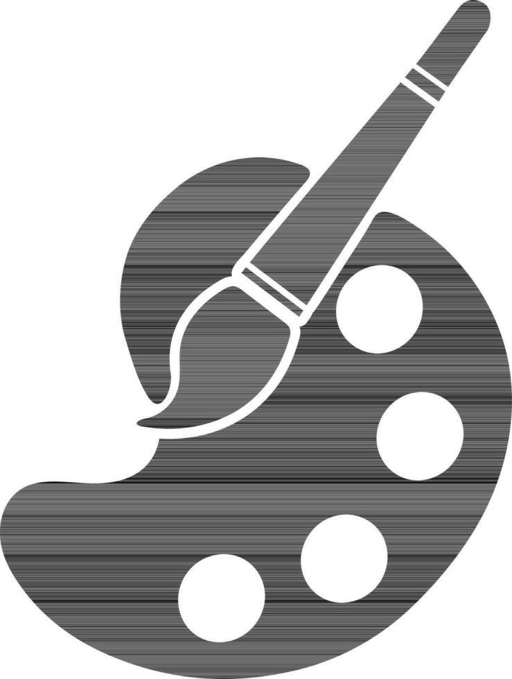Black and white paint brush with palette. vector