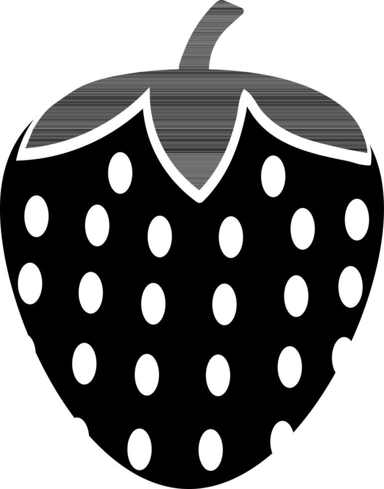 Black and white strawberry icon. vector