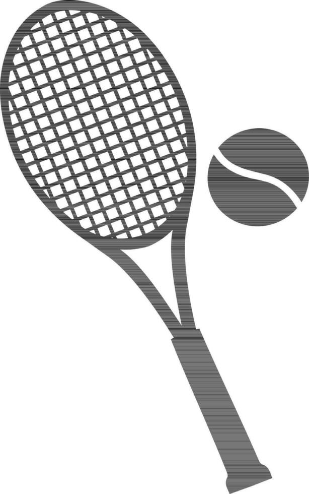 Flat illustration of tennis racket with ball. vector