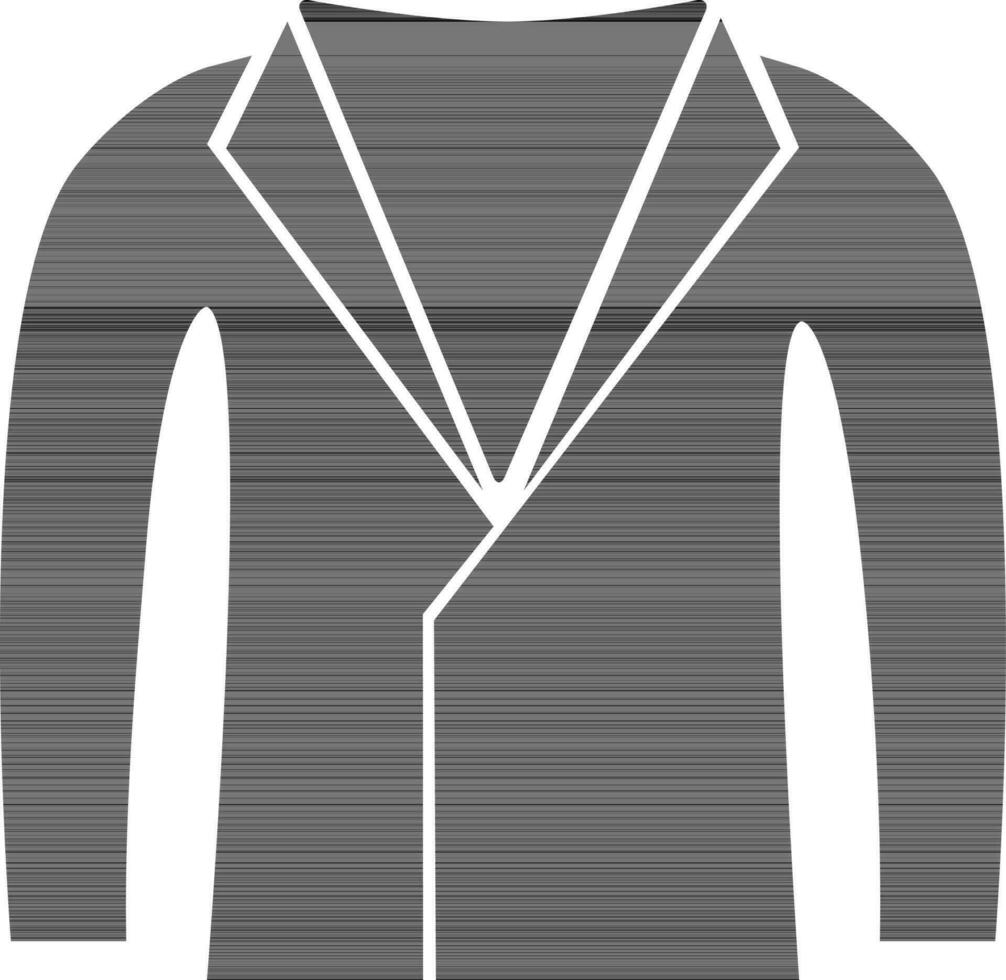 Flat style, Black and white illustration of blazer or jacket. vector