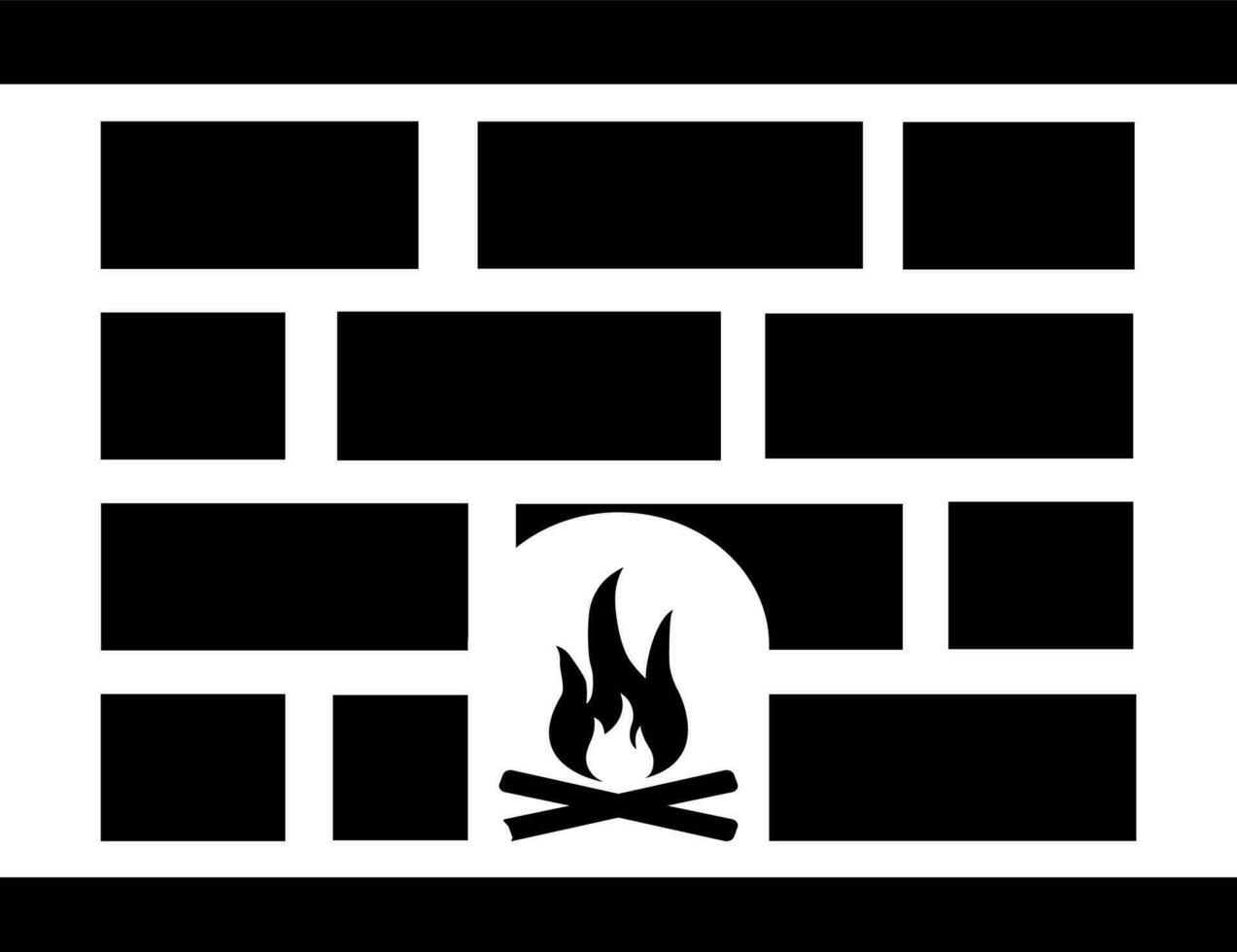 Vector fireplace icon or symbol in flat style.