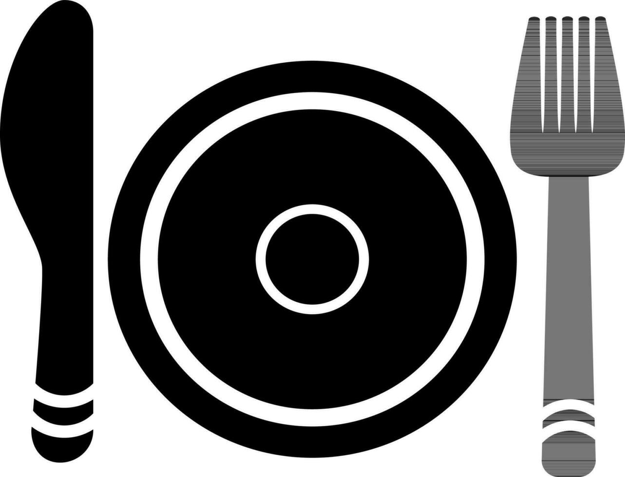 Flat style plate, fork and knife icon. vector