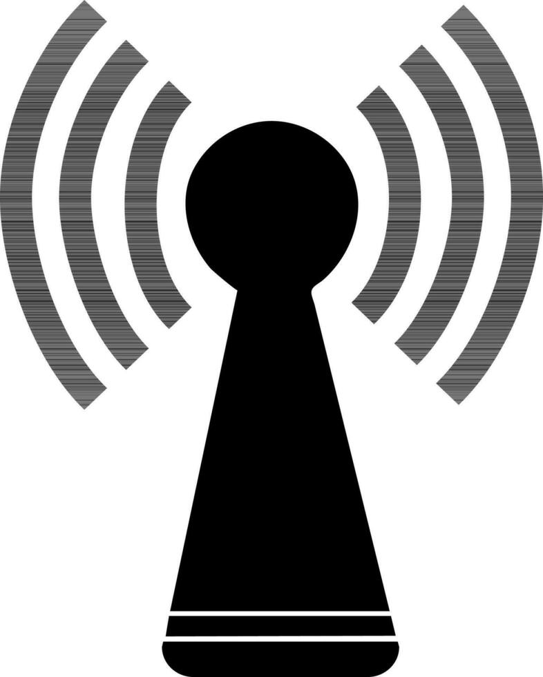 Glyph icon of Antenna in black color. vector