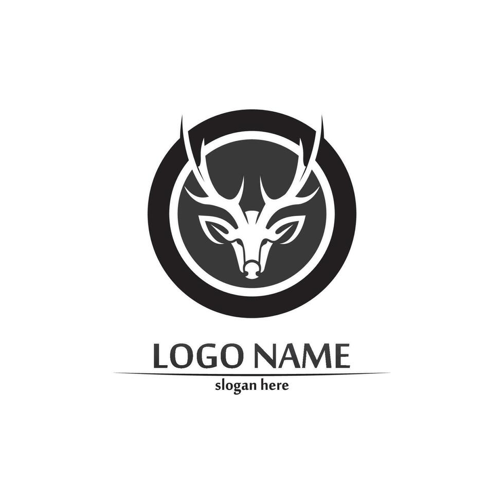 ciervos logo diseño de animales y mamíferos y vector gráfico