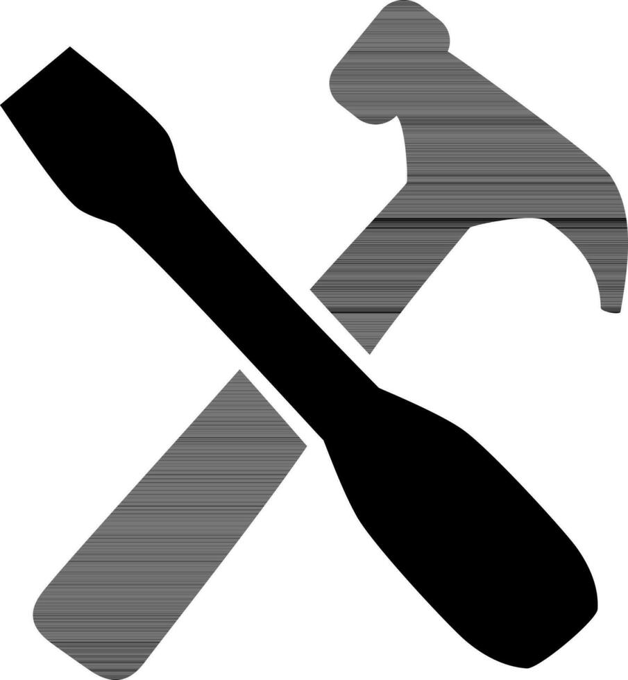 Illustrative icon of screwdriver and hammer. vector