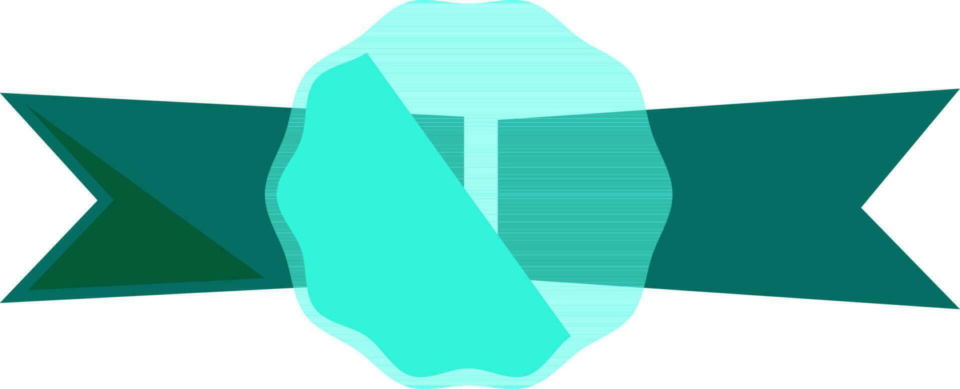 Badge style ribbon in cyan and green color. vector