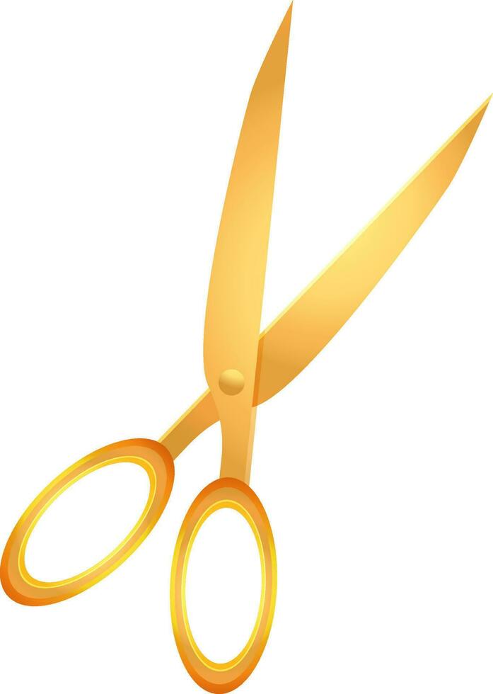 Isolated of a glossy golden scissor. vector