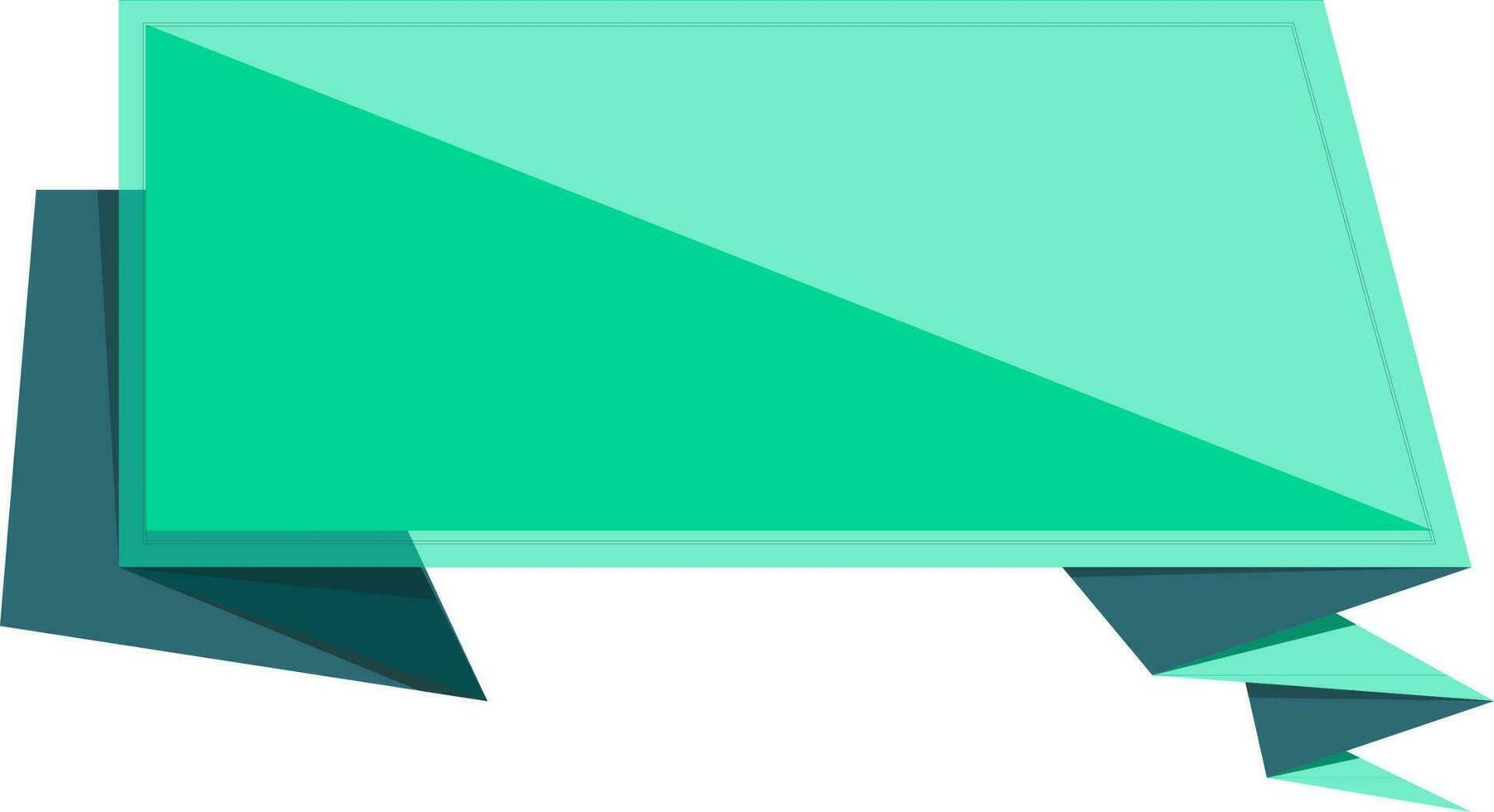 Origami design pattern ribbon in green color. vector