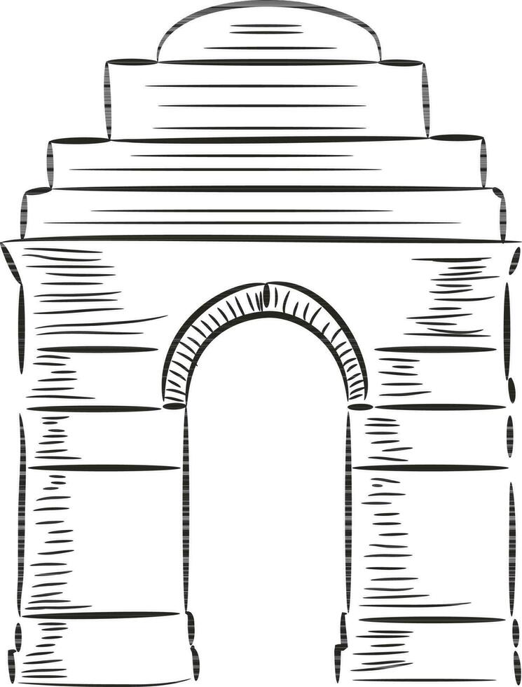 Sketch of India Gate on white background. vector