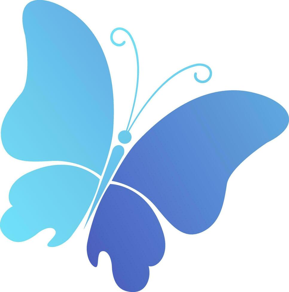 Hand drawn blue isolated butterfly. vector