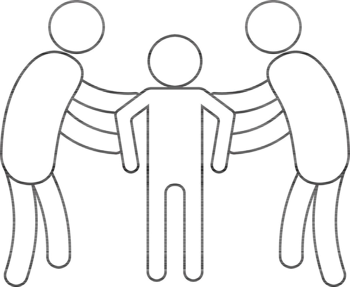 Character of faceless two mans holding a another person. vector