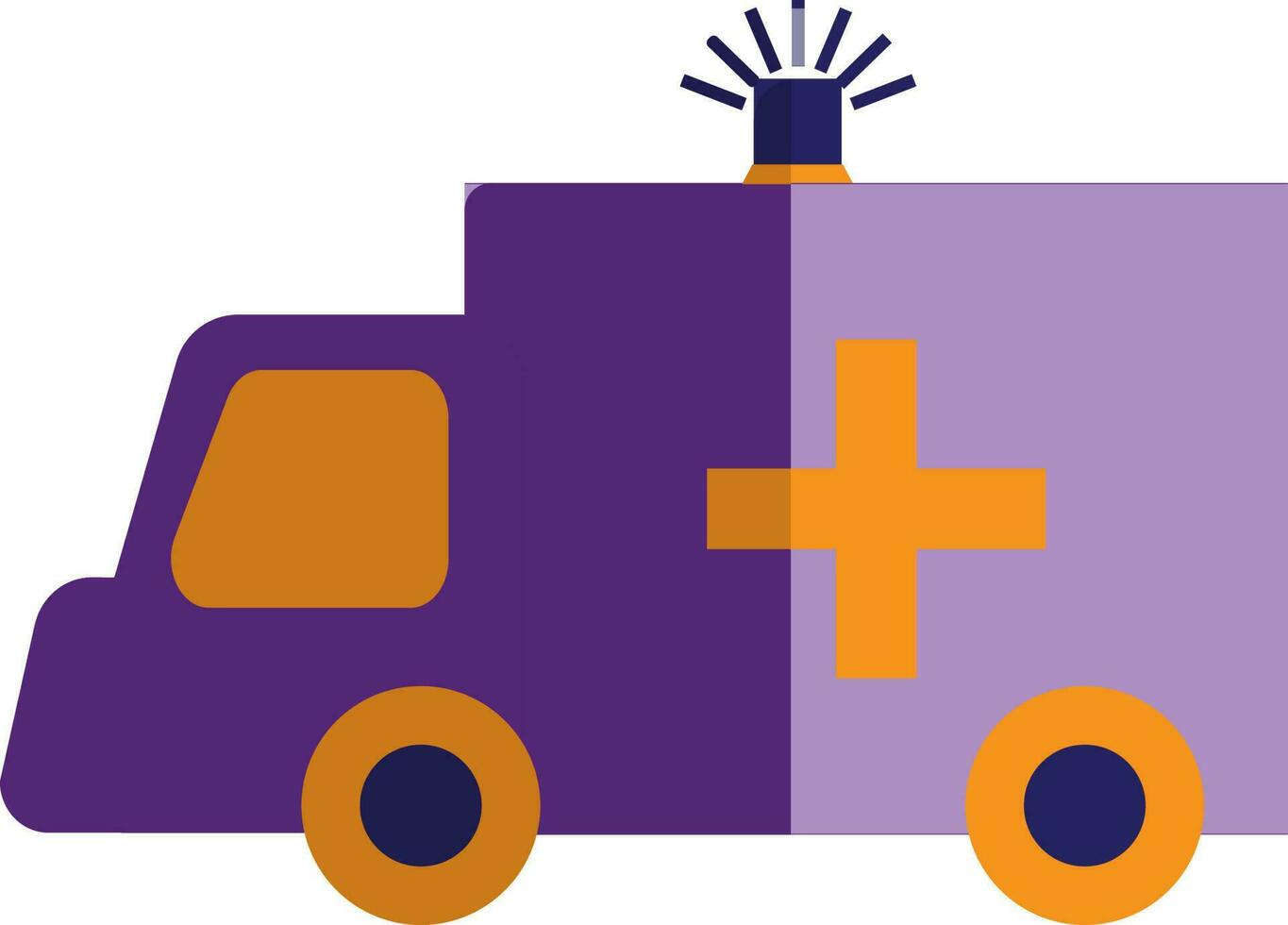 Flat style ambulance in purple and orange color. vector