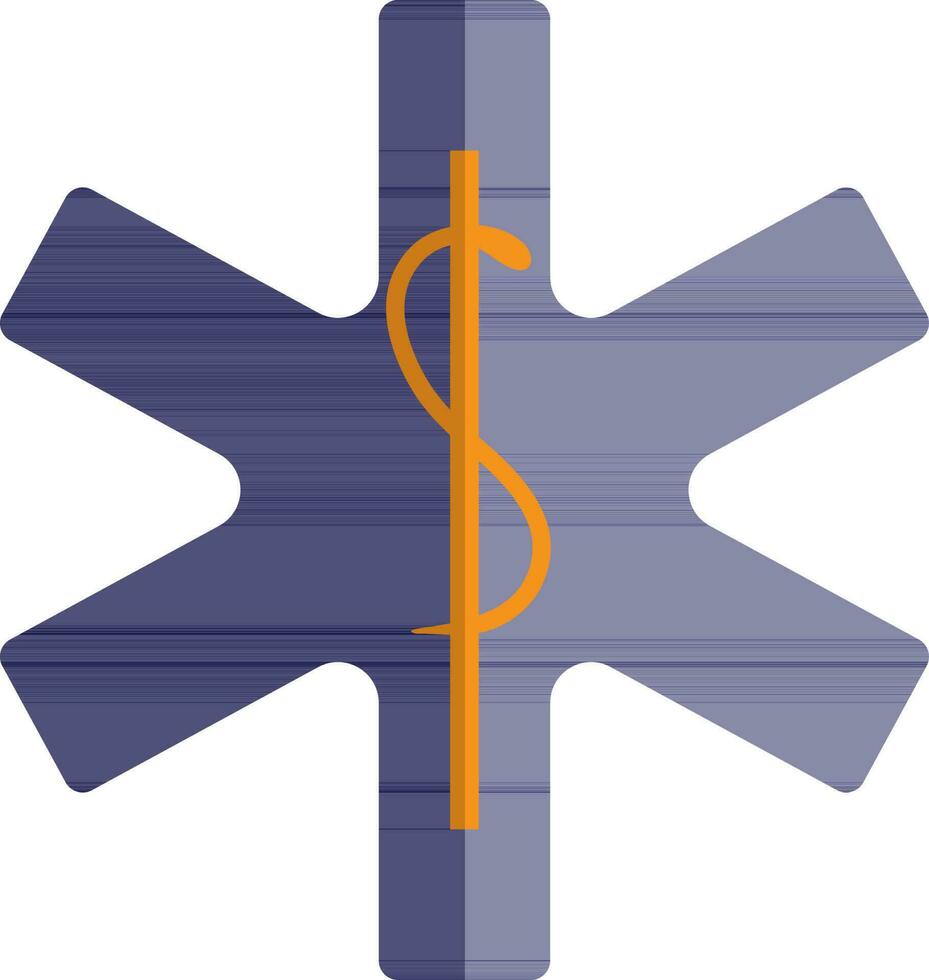 Blue madical sign in orange snake. vector