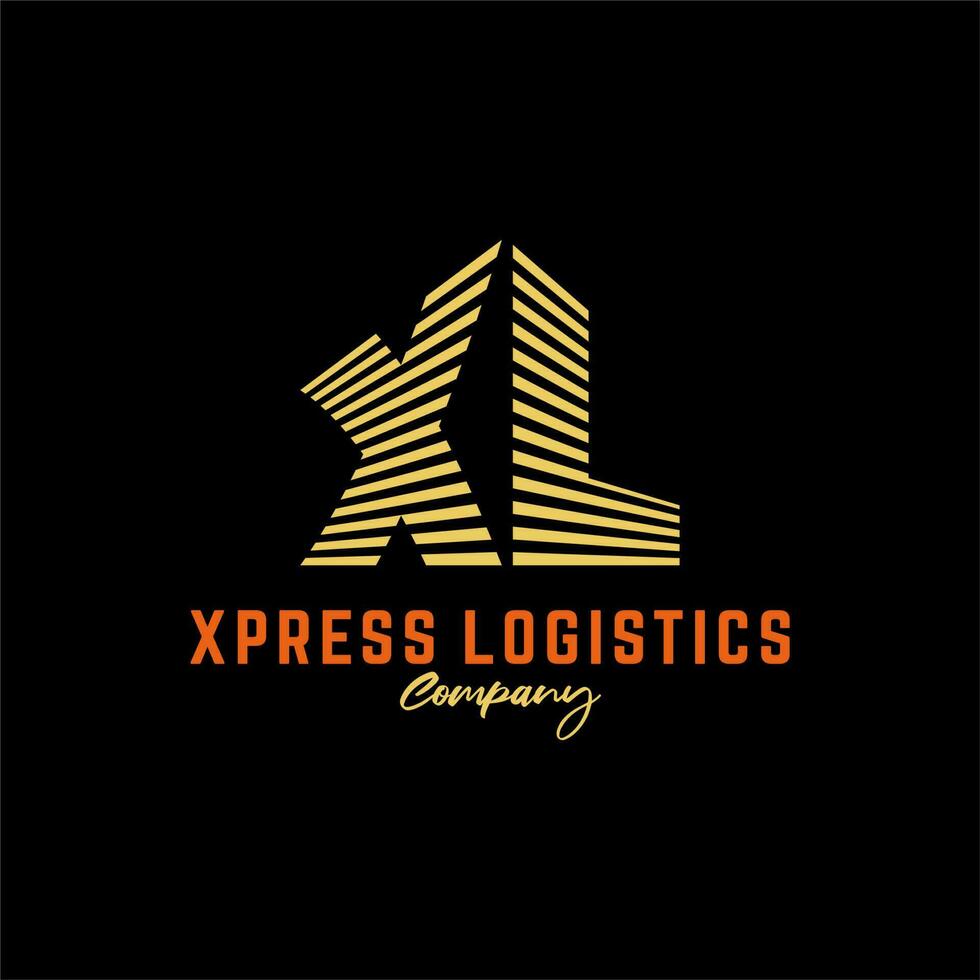 XL Letter Logo Design with golden Stripes Vector