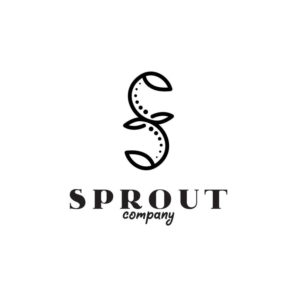 Minimalist Initial S Leaf Plant Logo Design. Organic Fresh Healthy Vegan Product logo design vector
