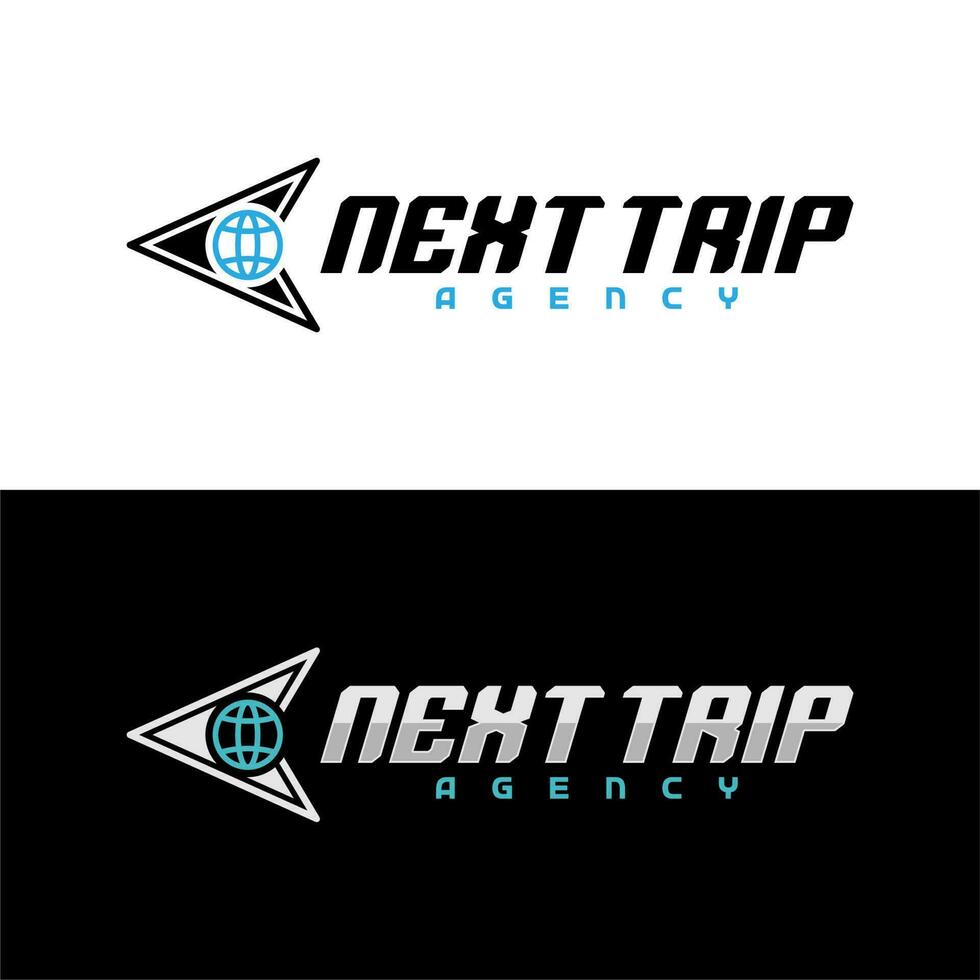 Next Trip Typography With Arrow and Globe For Travel Holiday Agency Logo vector