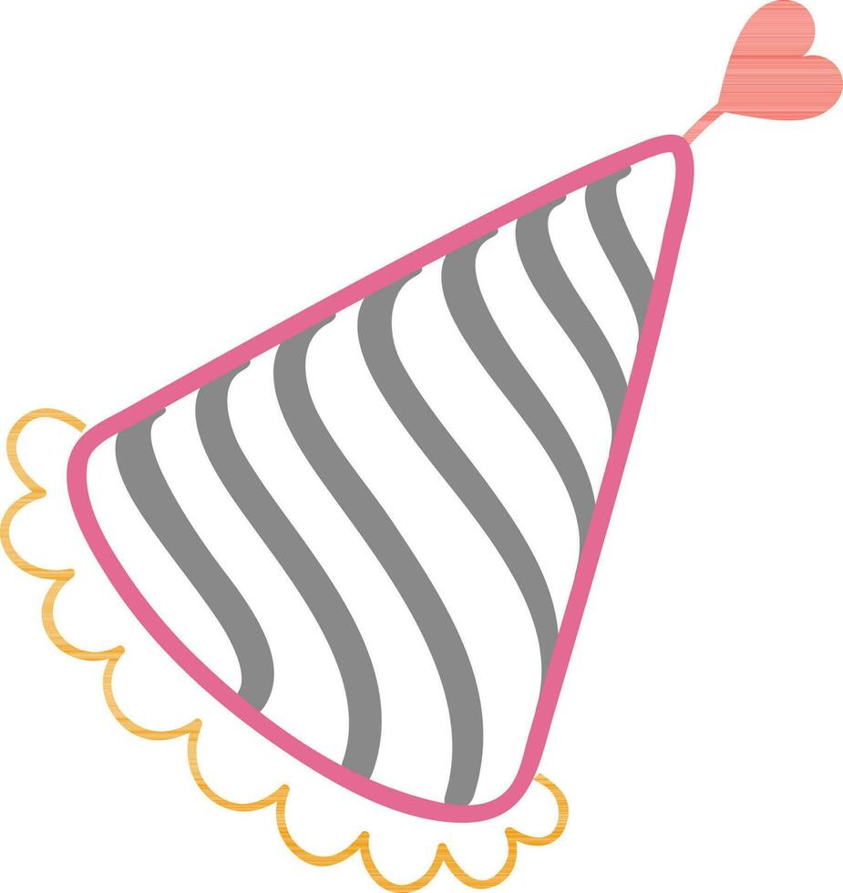 Flat doodle icon of party hat. vector