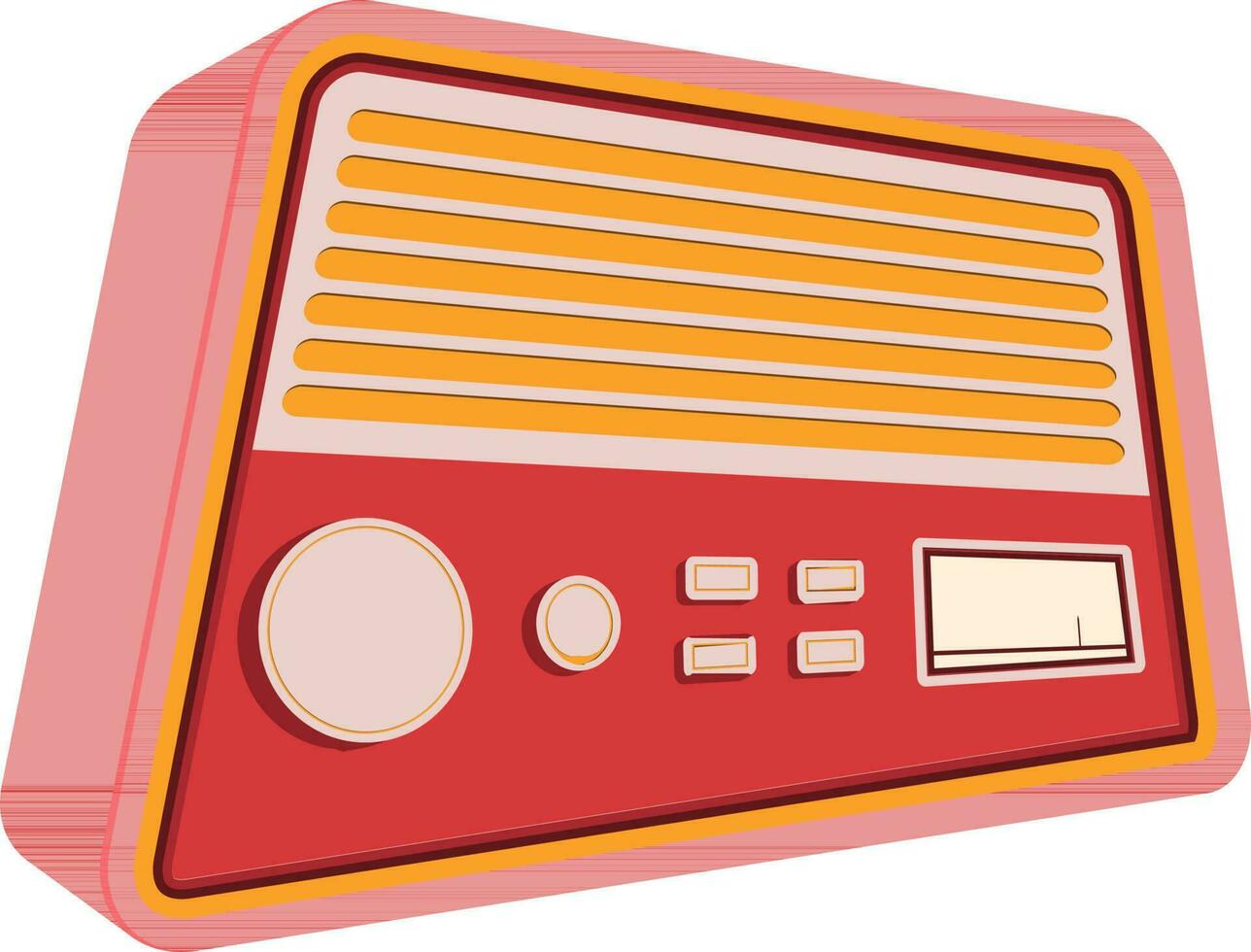Red and yellow color flat illustration of radio. vector