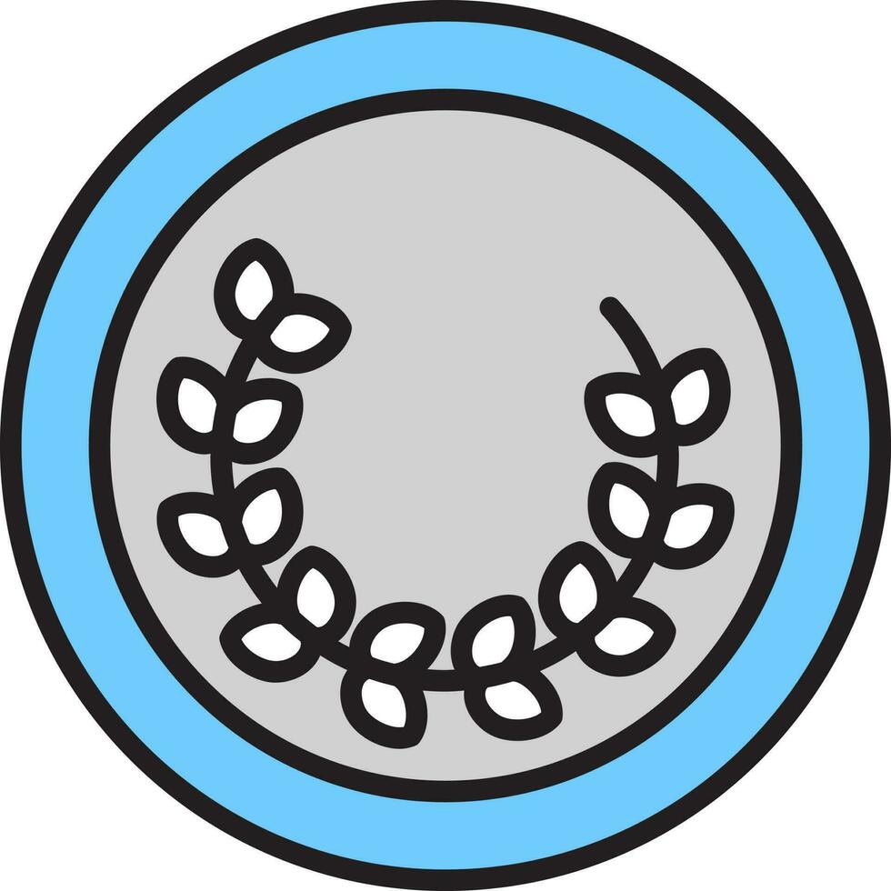 Flat Style Wreath Coin Icon in Gray and Blue color. vector