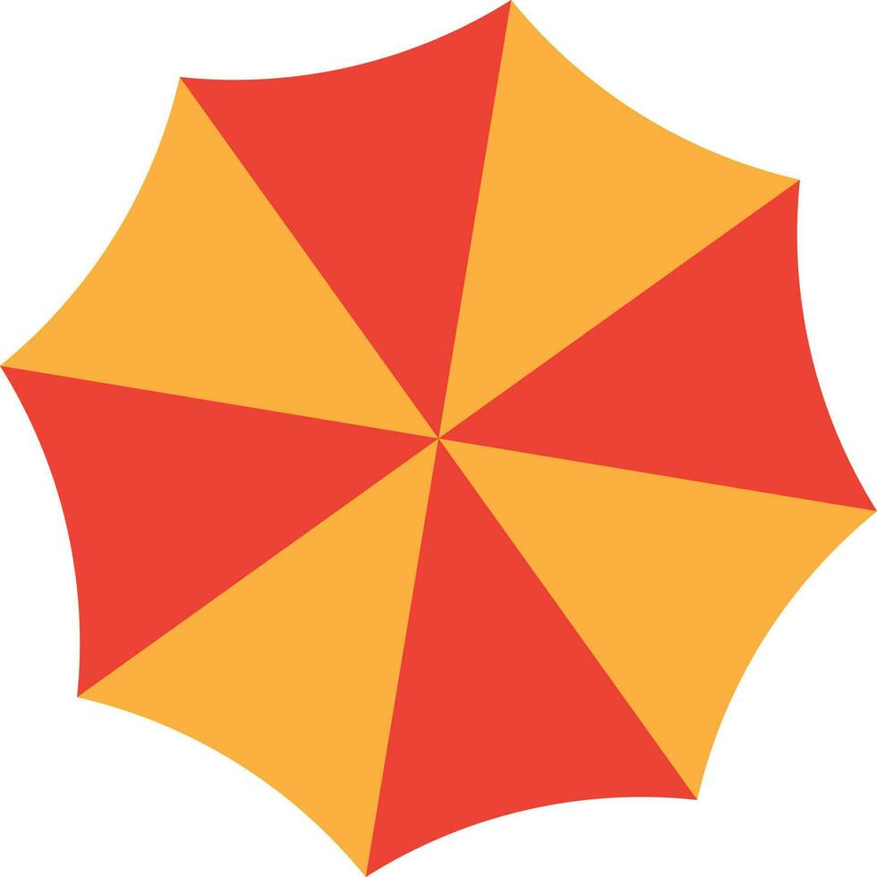 Flat illustration of a yellow and orange umbrella. vector