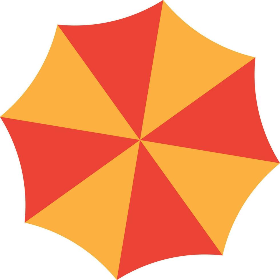 Flat illustration of a yellow and orange umbrella. vector