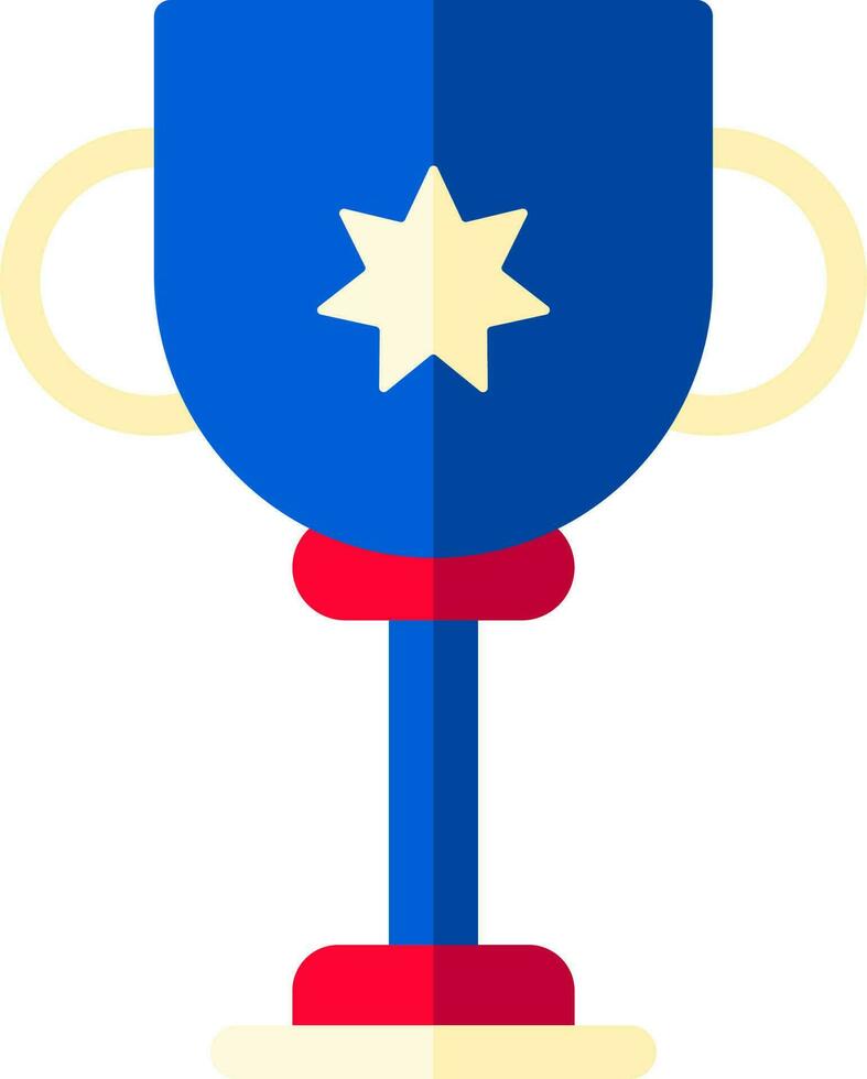 Star on trophy cup icon in red and blue color. vector