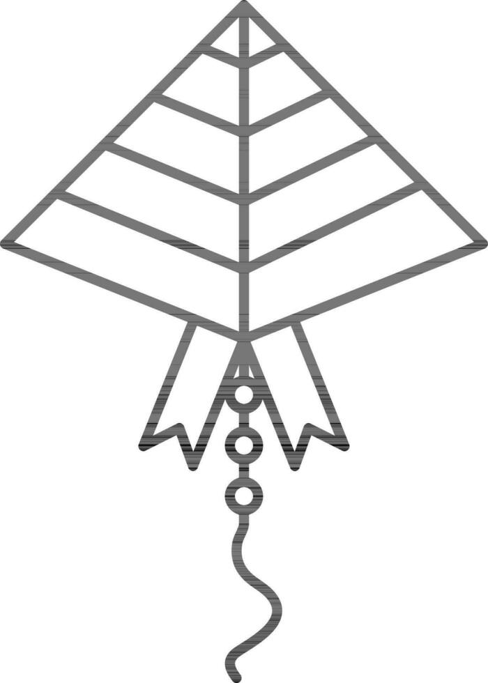 Black line art illustration of Kite icon. vector