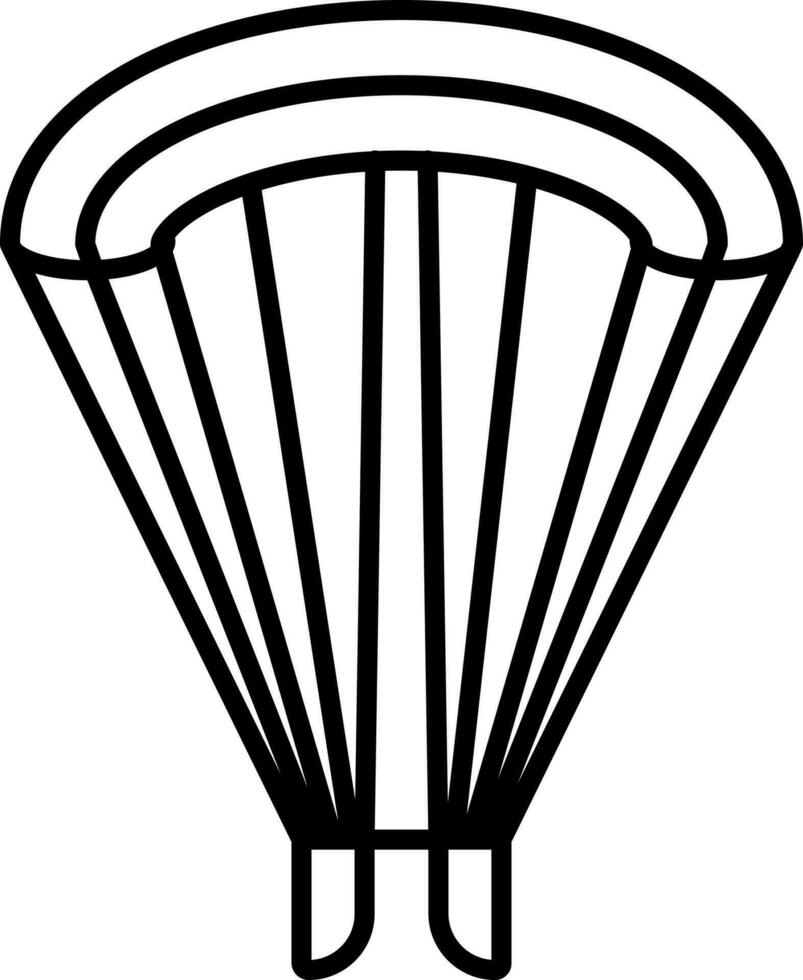 Parachute icon in black line art. vector