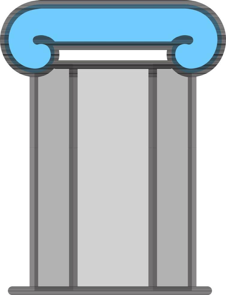 azul y gris columna icono en plano estilo. vector