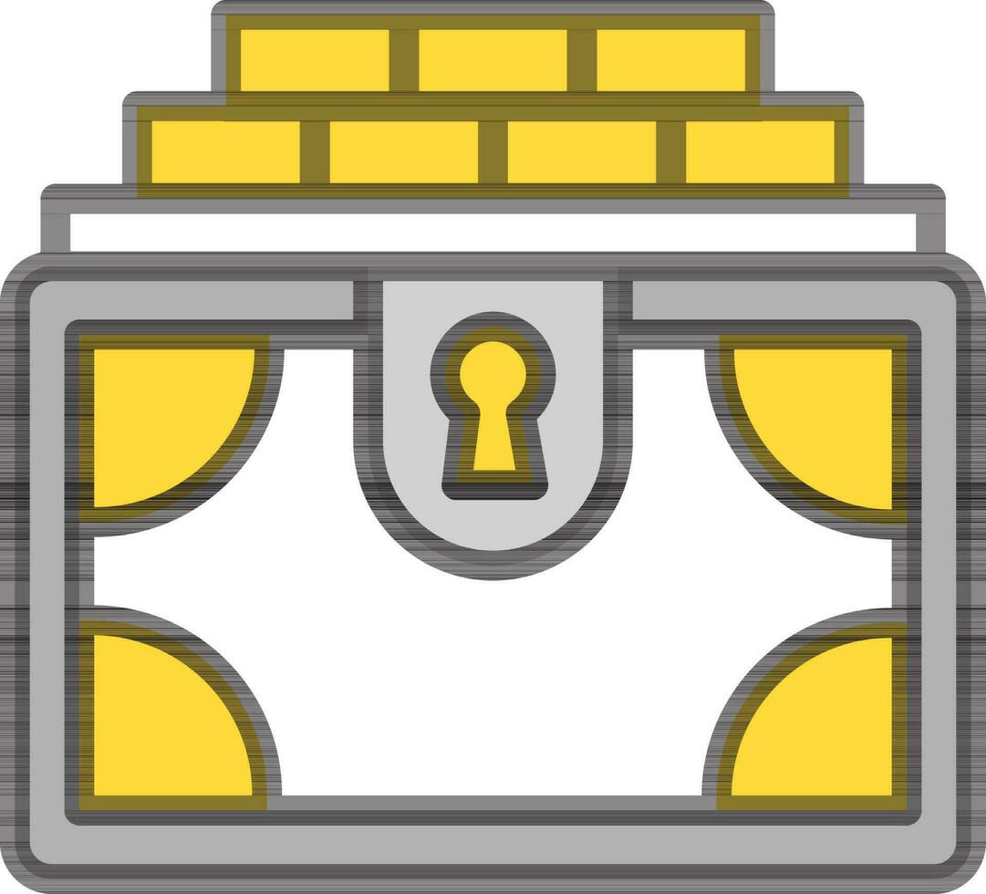 oro tesoro caja icono en amarillo y gris color. vector