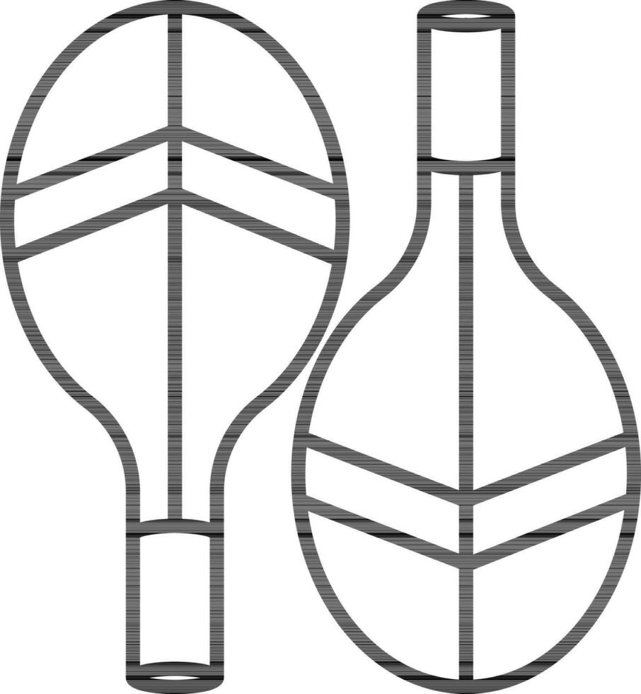 Table tennis racket icon in thin line art. vector