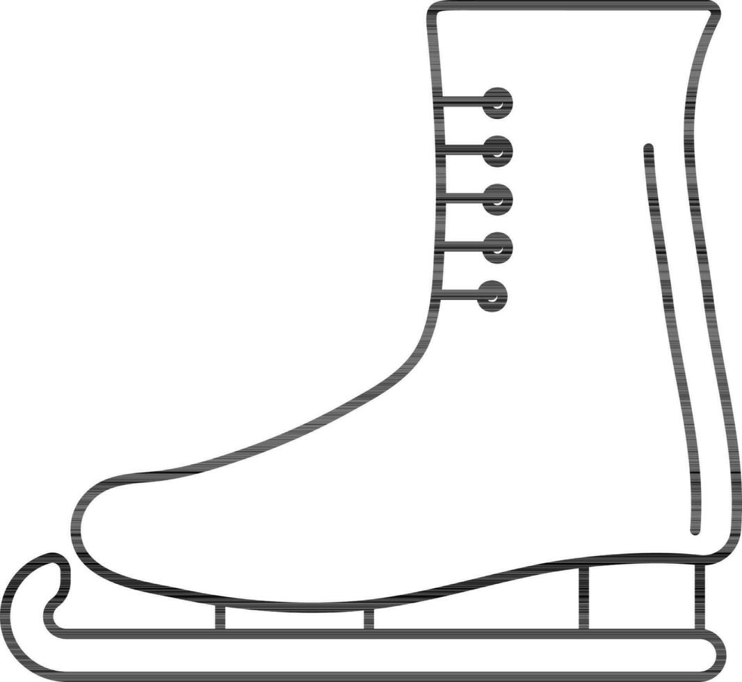 Ice Skating Shoes Icon in Black Line Art. vector