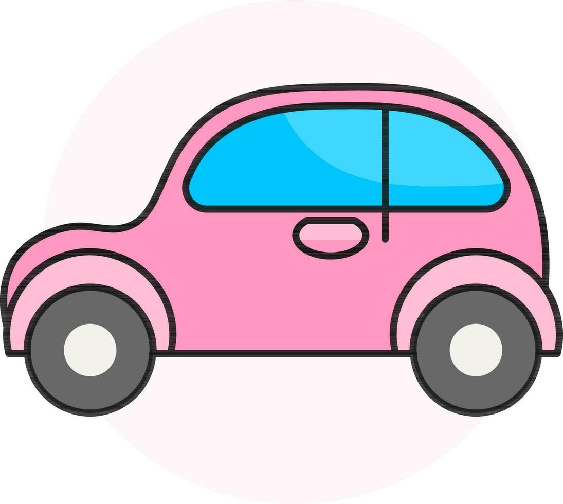 Flat style car icon in pink color. vector