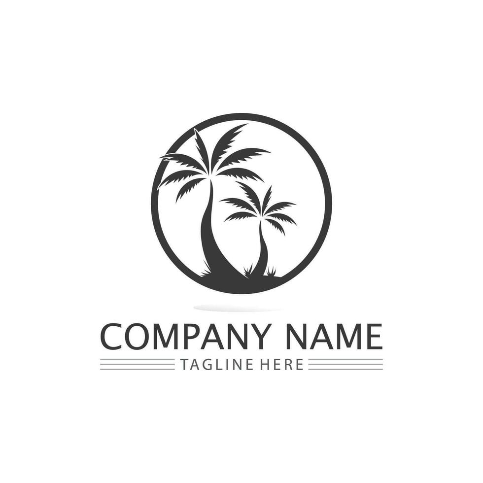Palm tree summer logo template vector