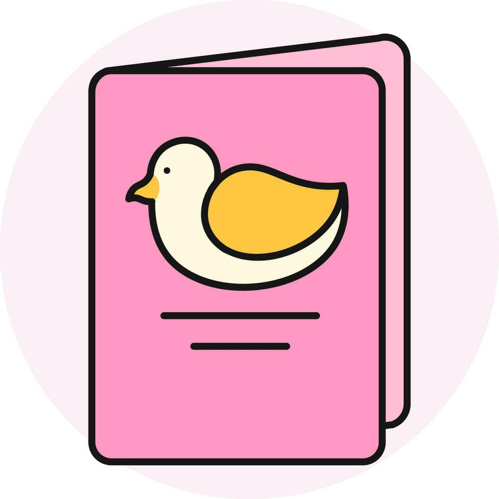 dibujos animados Pato en tarjeta icono en rosado color. vector