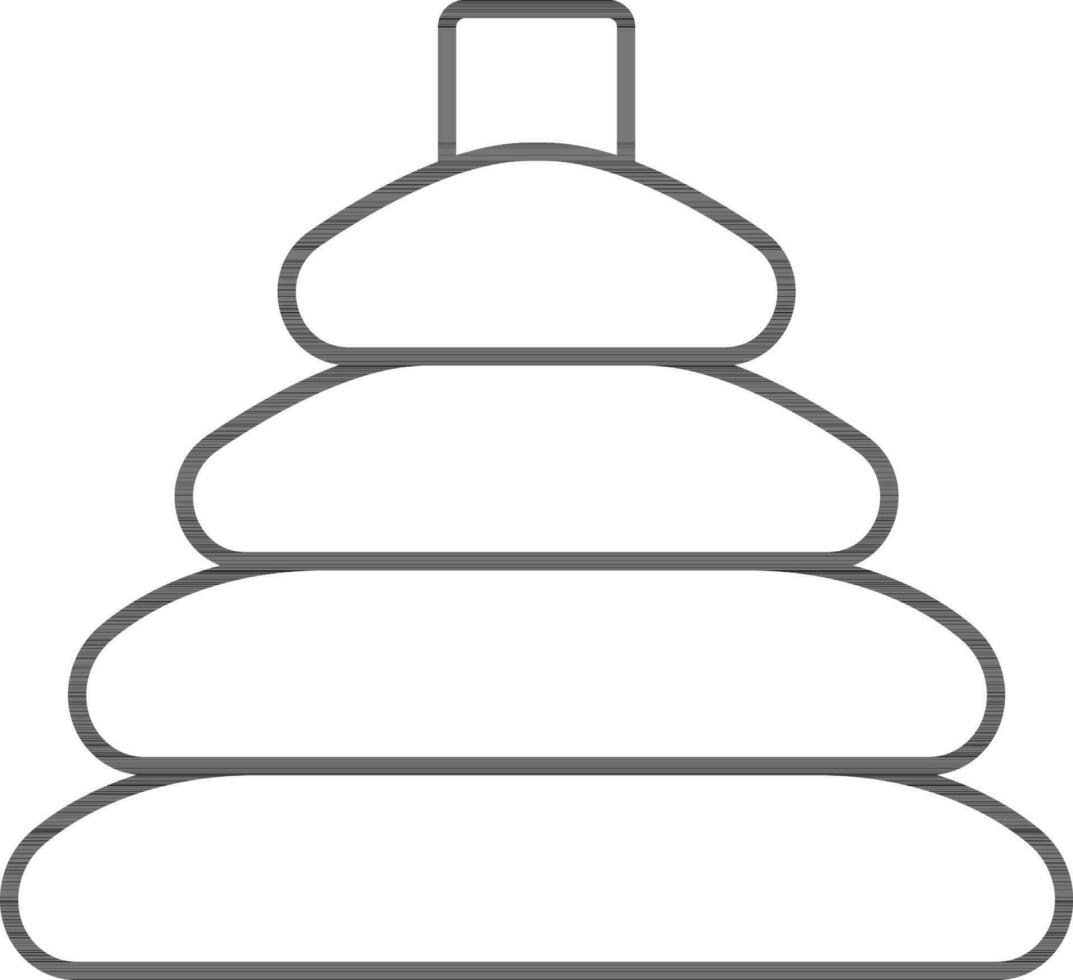 Pyramid toy icon in black line art. vector