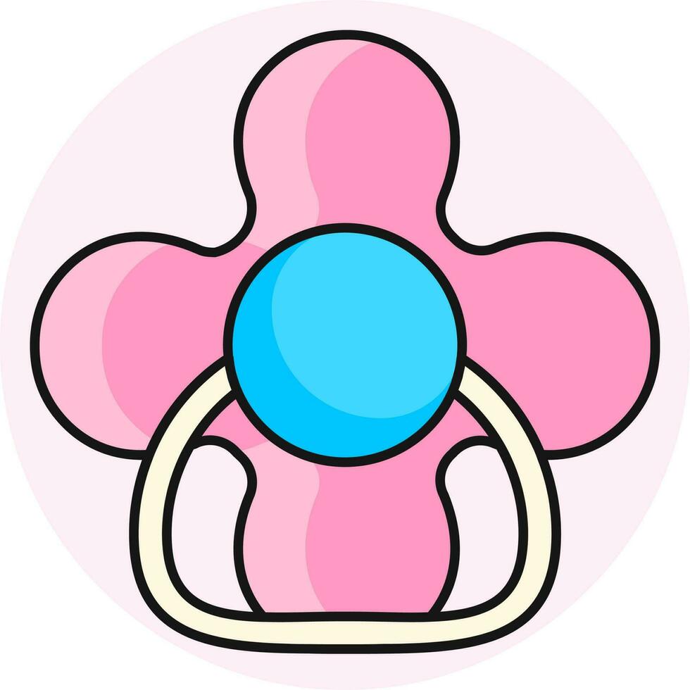 Flat style pacifier icon in pink color. vector