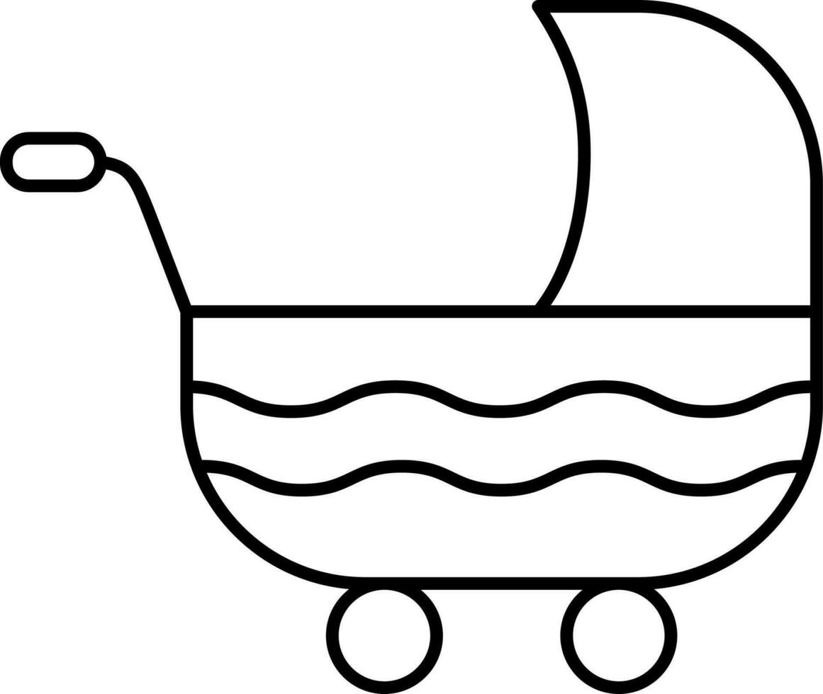 Line art illustration of Stroller icon. vector